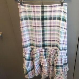 Ann Taylor Multicolor Plaid Midi Skirt